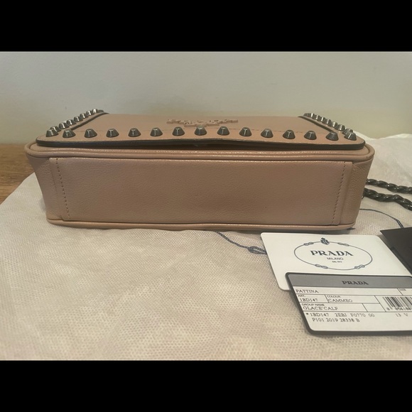 Prada Glacé Calf Cammeo Studded Crossbody Bag AUTHENTIC EXCELLENT CONDITION - Picture 5 of 12